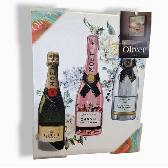 Oliver Gal 14"x11" Champagne Designer Floral Canvas Wall Art Decor NWT - Picture 1 of 15